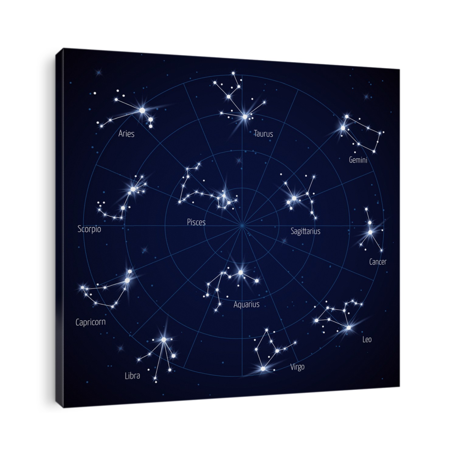  sky star map with constellations stars. Set of constellation in space night illustration