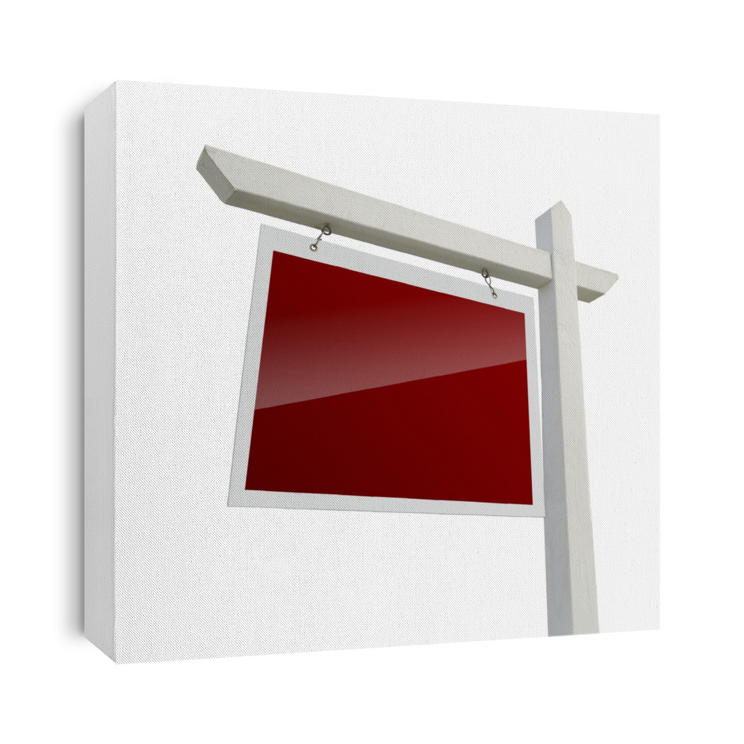 Blank Red Real Estate Sign Isolated on a White Background with Clipping Path.